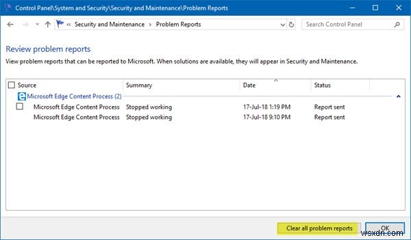 Cách xóa Problem Reports (Báo cáo sự cố) trong Windows 10