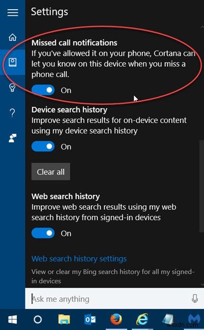Cách nhận thông báo cuộc gọi nhỡ trên Windows 10 PC