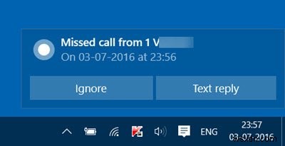 Cách nhận thông báo cuộc gọi nhỡ trên Windows 10 PC