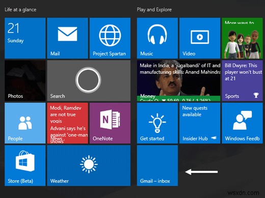 Cách thêm nhiều Tile hoặc Icon cho nhiều tài khoản Email trong Windows Mail app