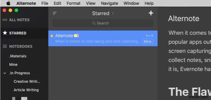 Alternote – App ghi chú dựa trên Evernote, gọn nhẹ, mạnh mẽ cho macOS
