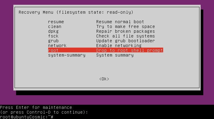 Cách boot vào Recovery Mode (Safe Mode) trong Ubuntu