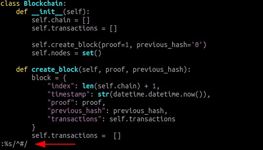 Cách comment nhiều dòng trong Vim Editor