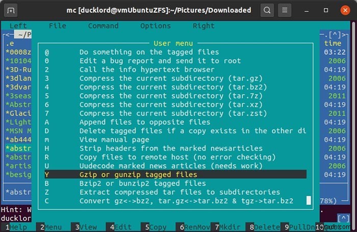 Cách quản lý tệp nén với Midnight Commander