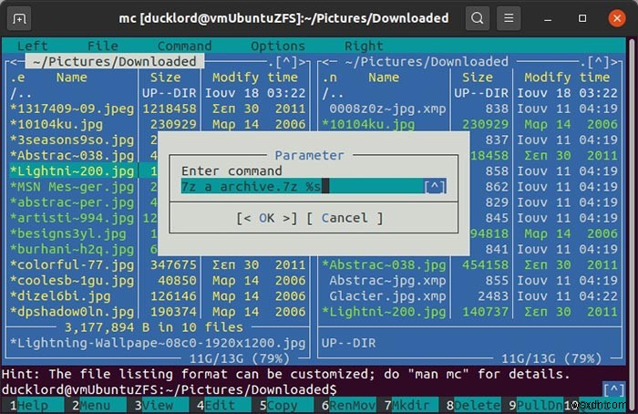 Cách quản lý tệp nén với Midnight Commander