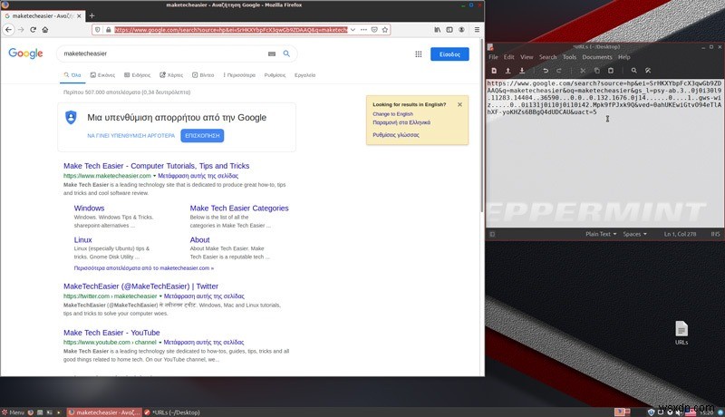 Cách thêm Google Search và các Search Action khác vào menu chính của Peppermint