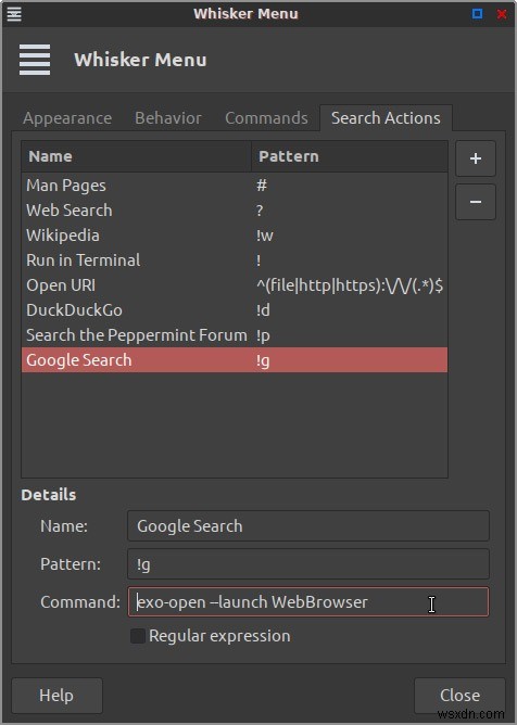 Cách thêm Google Search và các Search Action khác vào menu chính của Peppermint