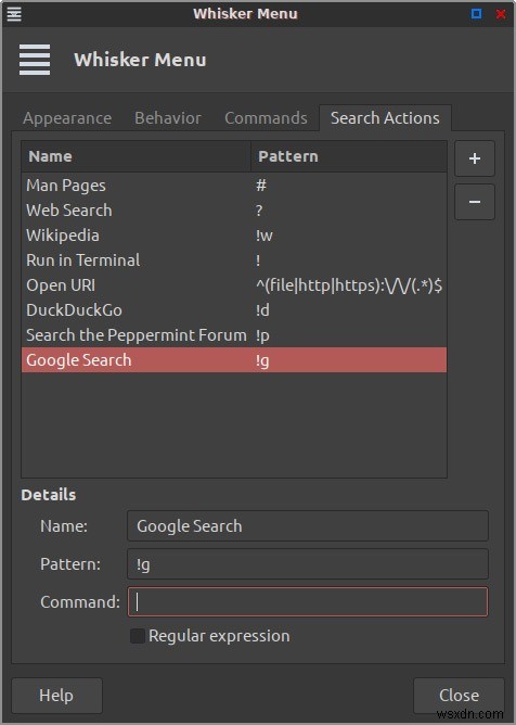 Cách thêm Google Search và các Search Action khác vào menu chính của Peppermint