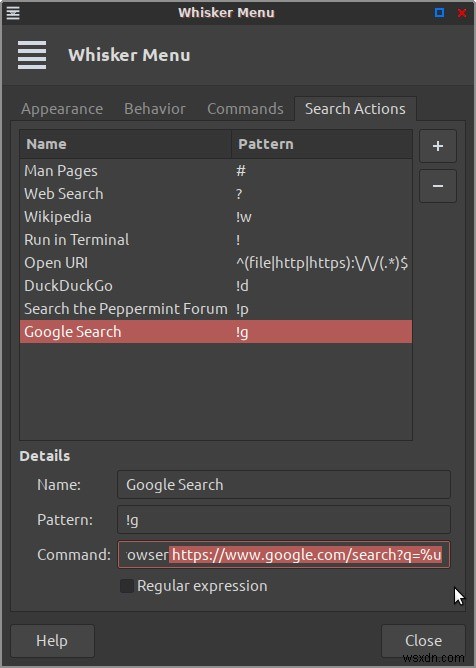 Cách thêm Google Search và các Search Action khác vào menu chính của Peppermint