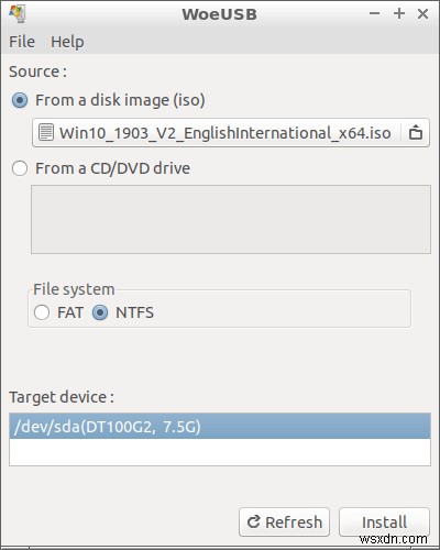 Cách tạo USB cài Windows 10 từ Linux