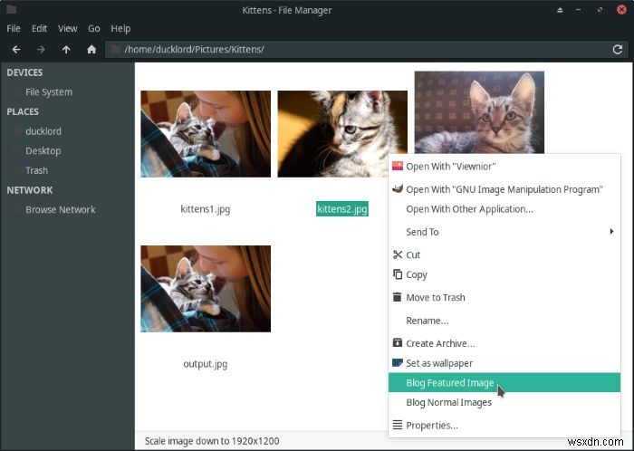 Cách nén và thay đổi kích thước ảnh từ Thunar File Manager trên Linux