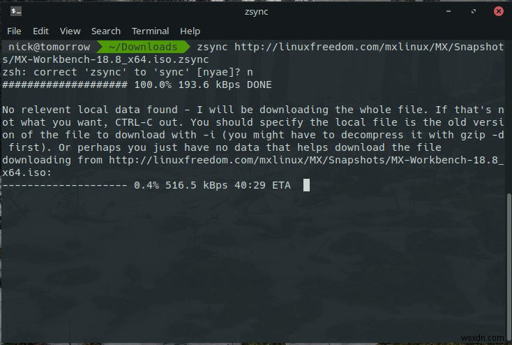 Cách dùng Zsync để truyền phần của file trong Linux