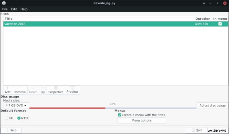 Cách tạo file ảnh DVD có thể ghi trên Linux với DevedeNG