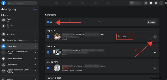 Cách xóa bình luận, thích và phản ứng trên Facebook