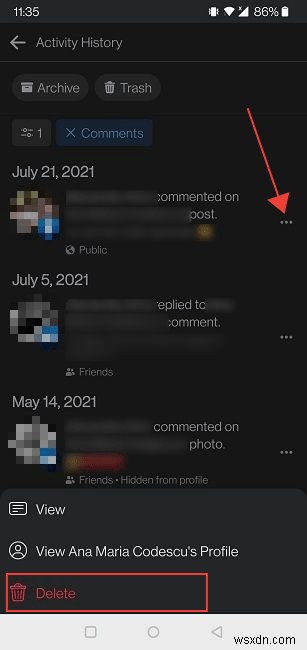 Cách xóa bình luận, thích và phản ứng trên Facebook