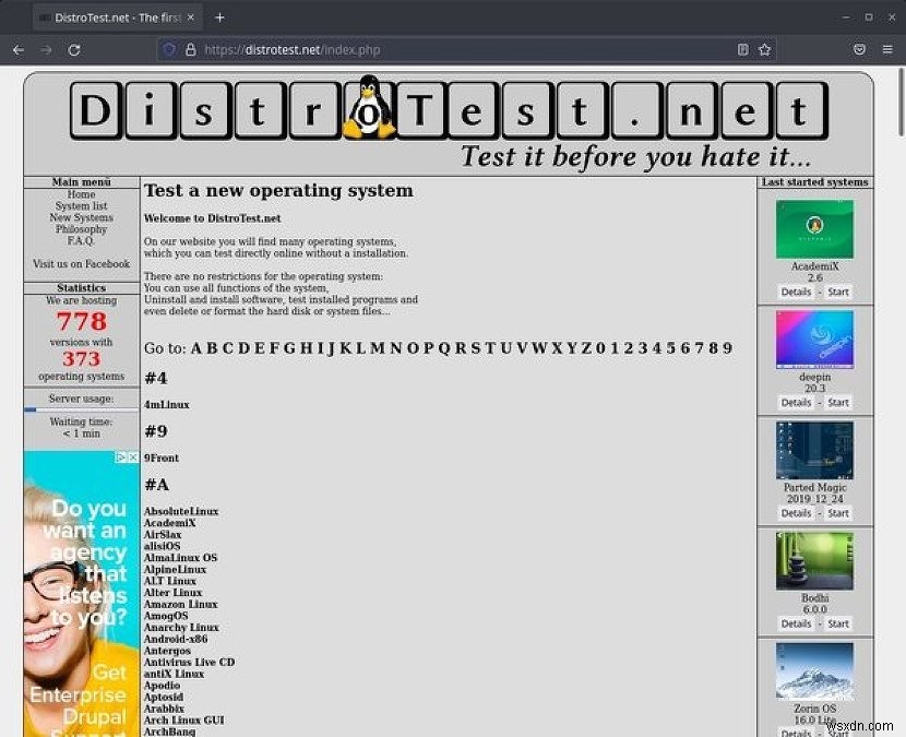 Cách thử nghiệm các bản phân phối Linux trực tuyến