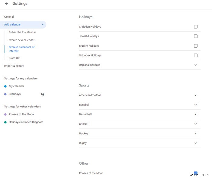 Cách hiển thị các pha Mặt trăng/Lunar trong Google Calendar