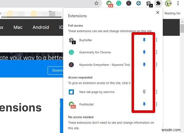 Cách ghim tiện ích mở rộng vào thanh công cụ Google Chrome