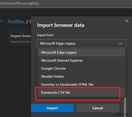 Cách Nhập/Xuất Mật Khẩu Sử Dụng Microsoft Edge