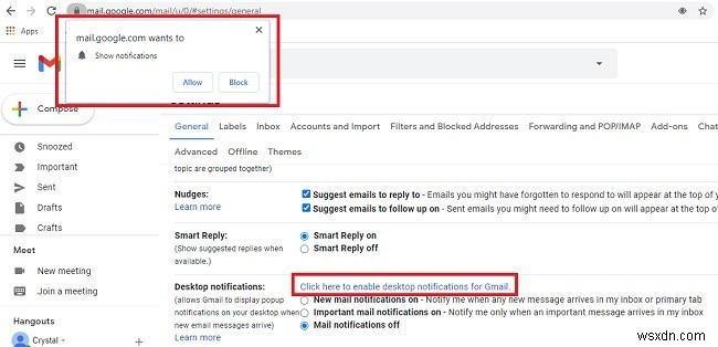 Cách Nhận Thông Báo Từ Gmail Trên Chrome
