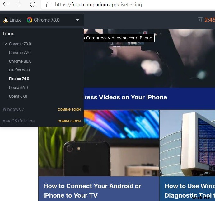 Dễ Dàng Kiểm Thử Trang Web Trên Khác Trình Duyệt Với Comparium