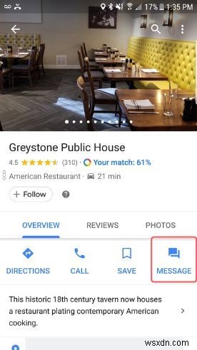 Cách nhắn tin cho doanh nghiệp trên Google Maps