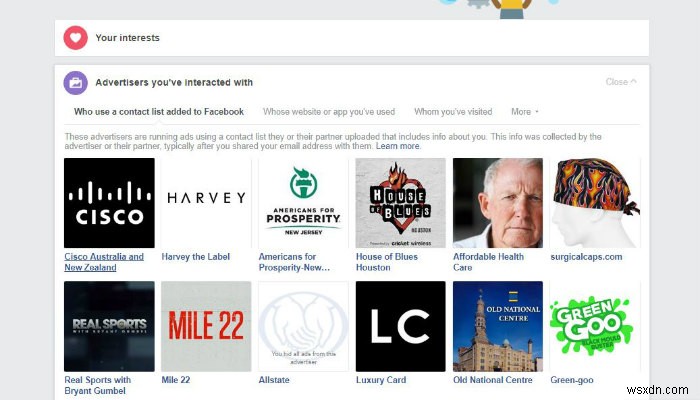 Cách xác định quảng cáo viên Facebook nào có thông tin của bạn