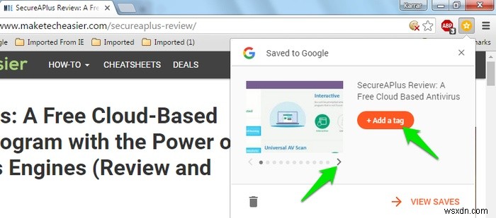 Dùng Save to Google để lưu trang web vào tài khoản Google