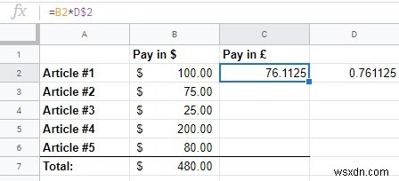 Cách tự động chuyển đổi tiền tệ trong Google Sheets
