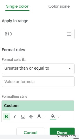 Cách tự động đổi màu ô trong Google Sheets