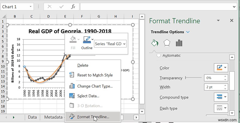 Cách Chèn Đường Xu Hướng (Trendline) Trong Microsoft Excel