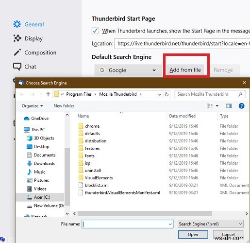 Cách Thêm Công Cụ Tìm Kiếm Tùy Chỉnh Vào Thunderbird