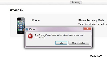 KHẮC PHỤC: Lỗi Không Xác Định -1 Khi Restore iPhone
