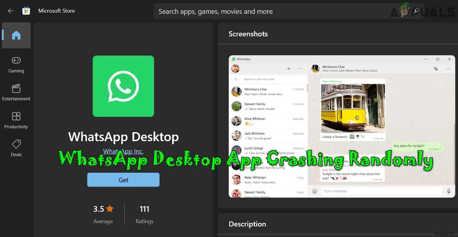 Cách khắc phục ứng dụng WhatsApp Desktop bị sập (crashing)?