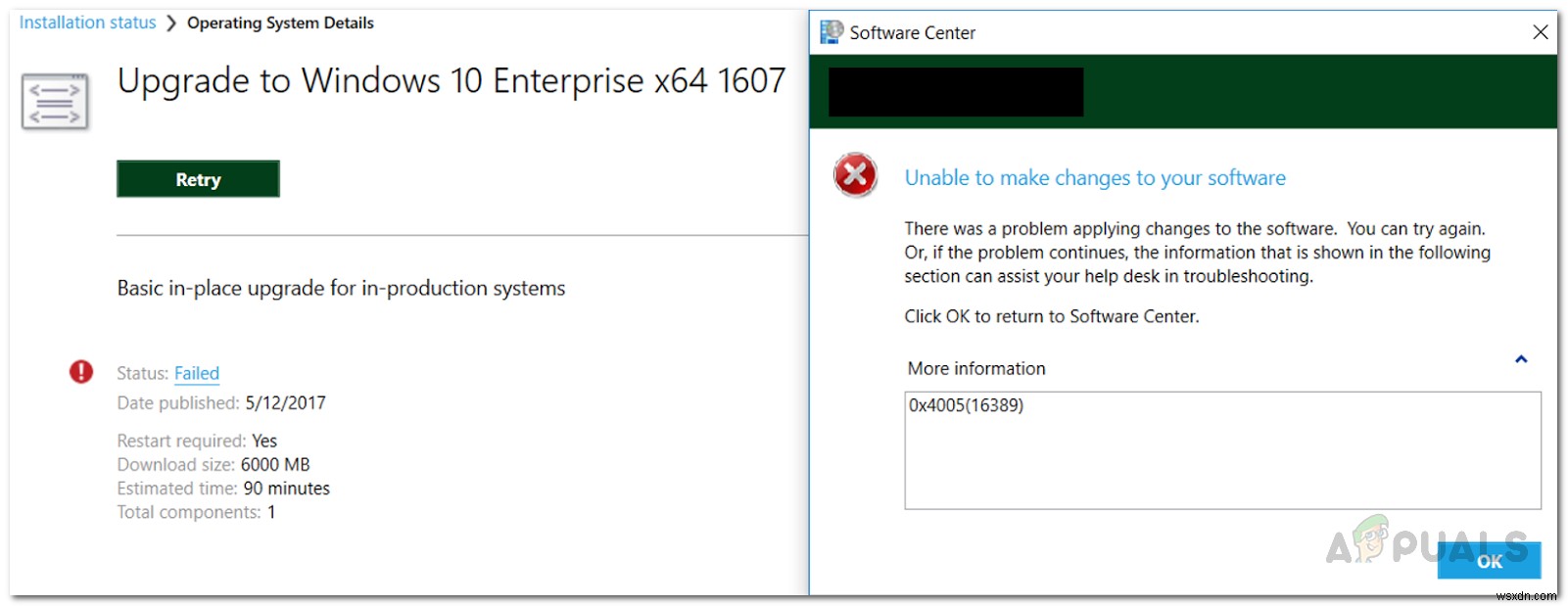 Khắc phục lỗi 0x4005(16389) khi nâng cấp Windows qua SCCM