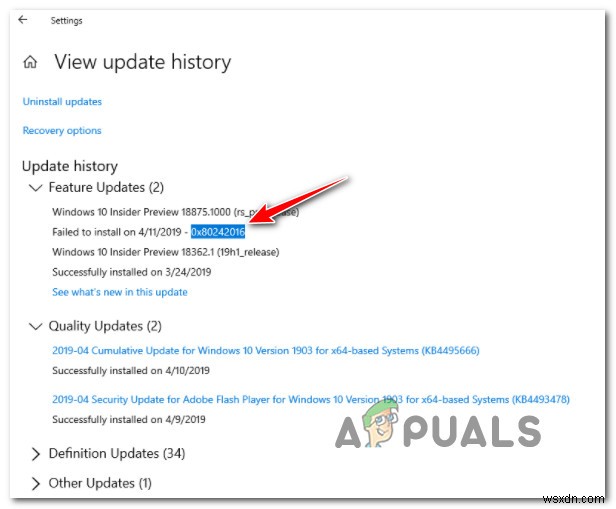 Khắc phục lỗi 0x80242016 Failed to Install khi cập nhật Windows