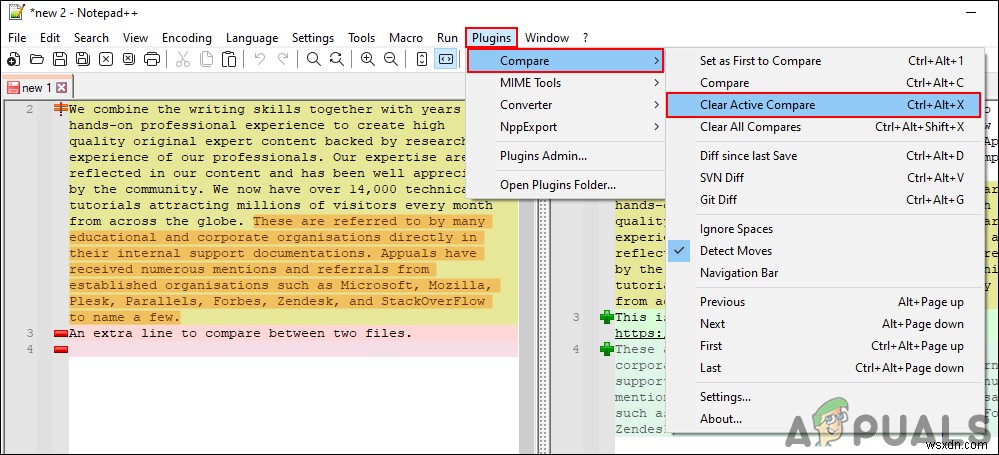 Cách so sánh hai tệp trong Notepad++ bằng Plugin Compare