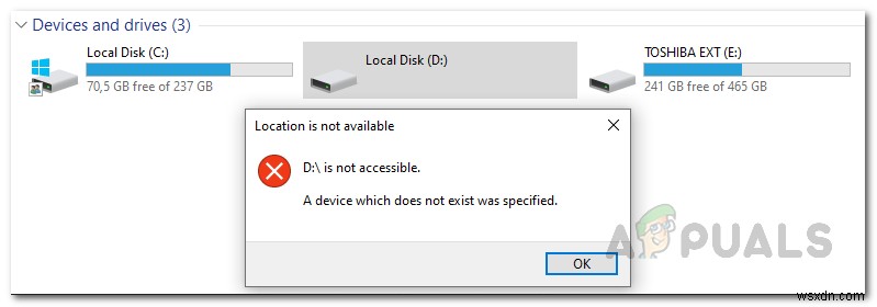 Cách khắc phục lỗi  A device which does not exist was specified 