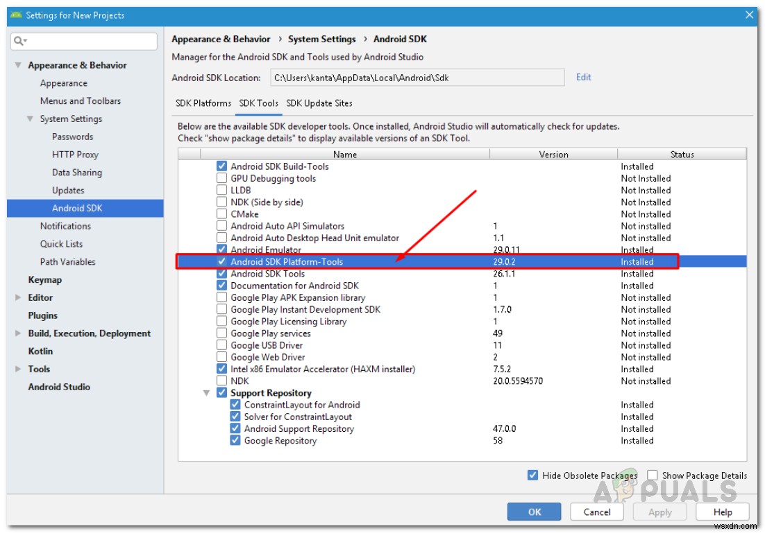 Cách khắc phục lỗi Unable to Locate ADB trên Android Studio