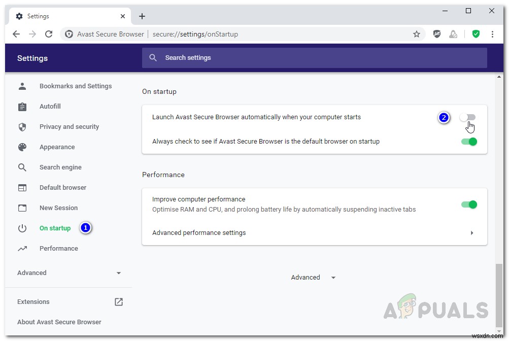 Cách ngăn Avast Browser tự mở khi khởi động Windows