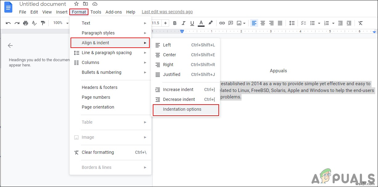 Cách thụt lề treo (Hanging Indent) trên Google Docs