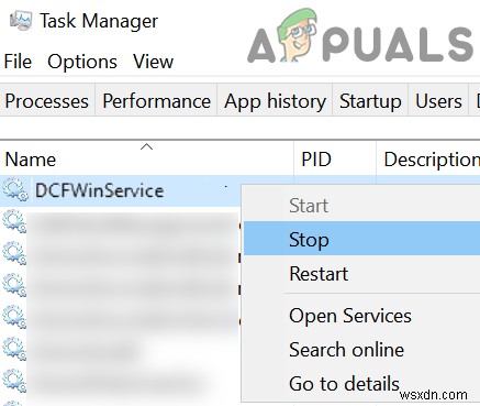 Cách khắc phục lỗi DCFWinService chiếm CPU cao trên Windows