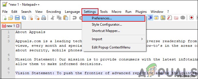 Cách tăng hoặc giảm cỡ chữ trong Notepad++