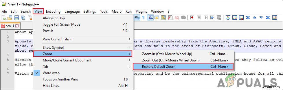 Cách tăng hoặc giảm cỡ chữ trong Notepad++