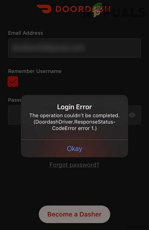 Khắc phục lỗi Doordash Driver mã trạng thái phản hồi 1