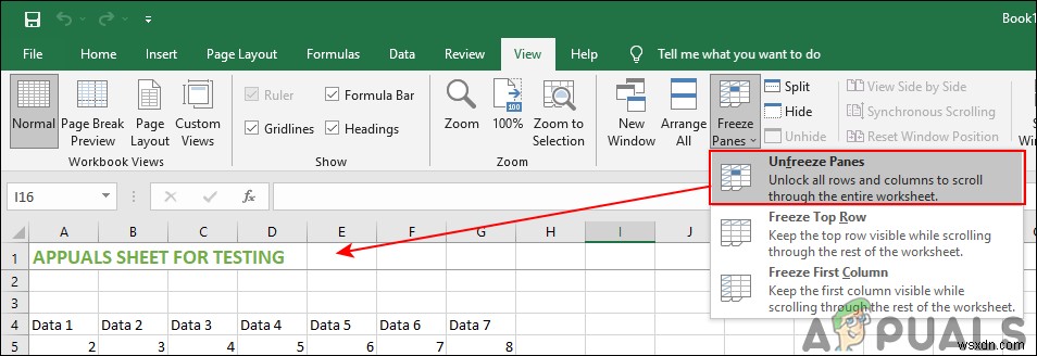 Cách đóng băng hàng và cột trong Microsoft Excel