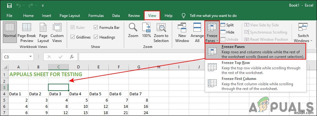 Cách đóng băng hàng và cột trong Microsoft Excel