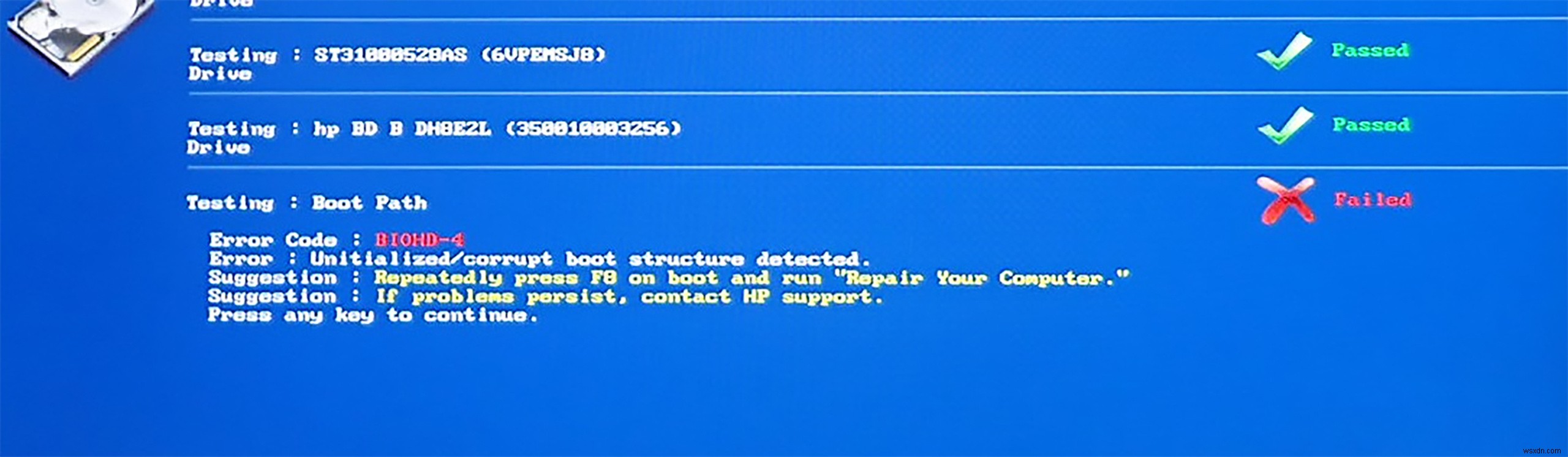 Cách khắc phục mã lỗi  BIOHD-4  trên máy tính HP