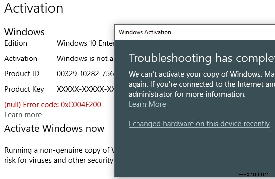 Cách khắc phục lỗi kích hoạt 0xc004f200 trên Windows