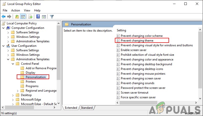 Cách ngăn người dùng thay đổi giao diện (Theme) trong Windows 10